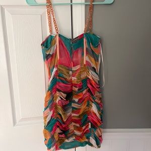 Zara MULTICOLOR CHAIN STRAP PRINT DRESS